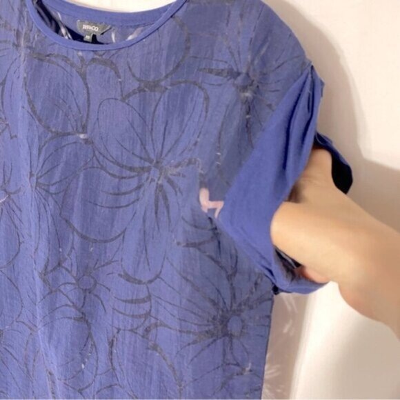 5/$25 RW&CO. Blue Semi Sheer Short Sleeve Blouse M - Picture 10 of 12